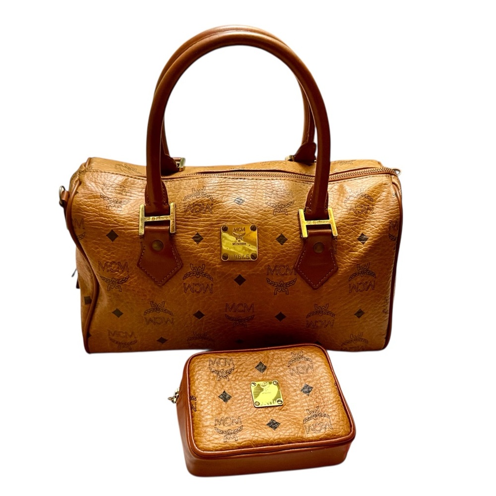 MCM Brown Satchel with Signature Monogram